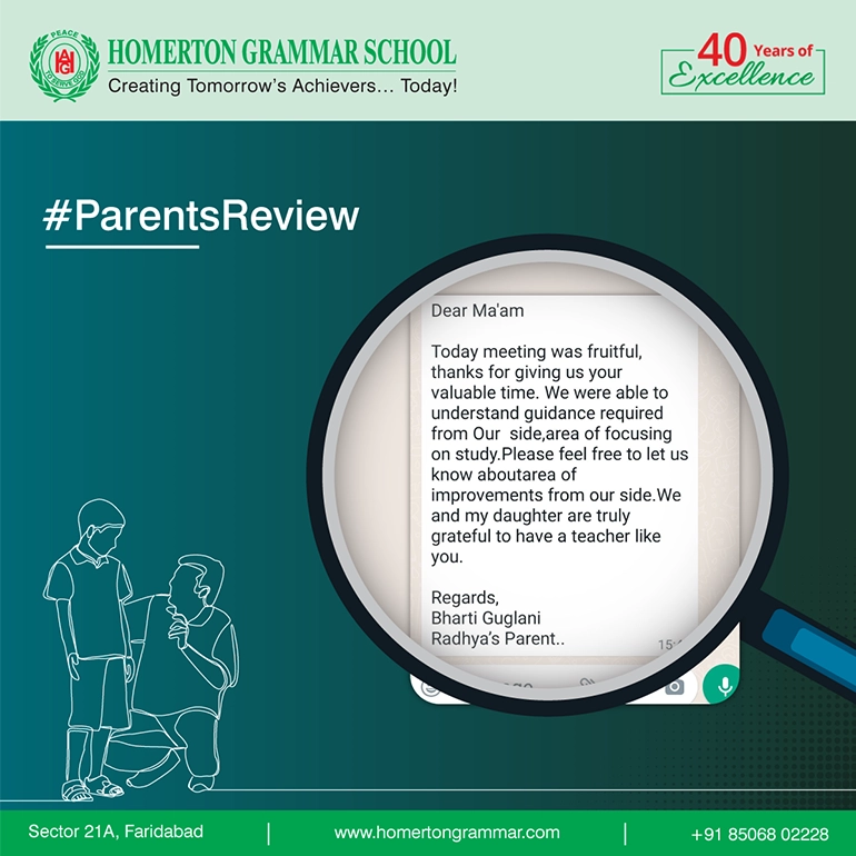 Parent testimonial shared with Homerton Grammar School, slide 2
