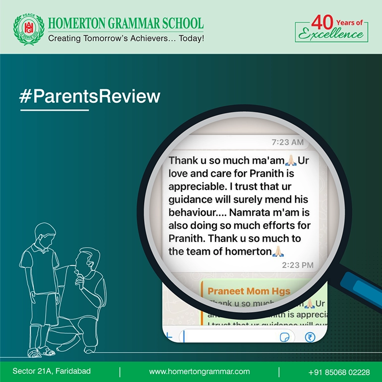 Parent testimonial shared with Homerton Grammar School, slide 3
