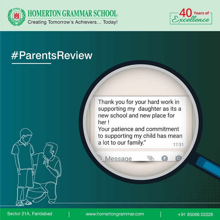 Parent testimonial shared with Homerton Grammar School, slide 4