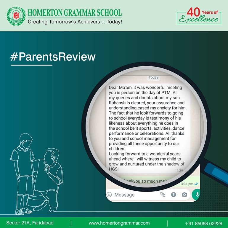 Parent testimonial shared with Homerton Grammar School, slide 5
